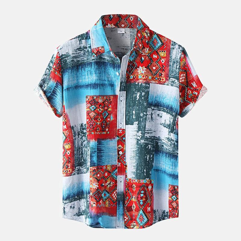 

Men's Casual Shirts Print Beach Blouse 2021 Short Sleeve Hawaiian Vacation Daily Work Printing Shirt Summer