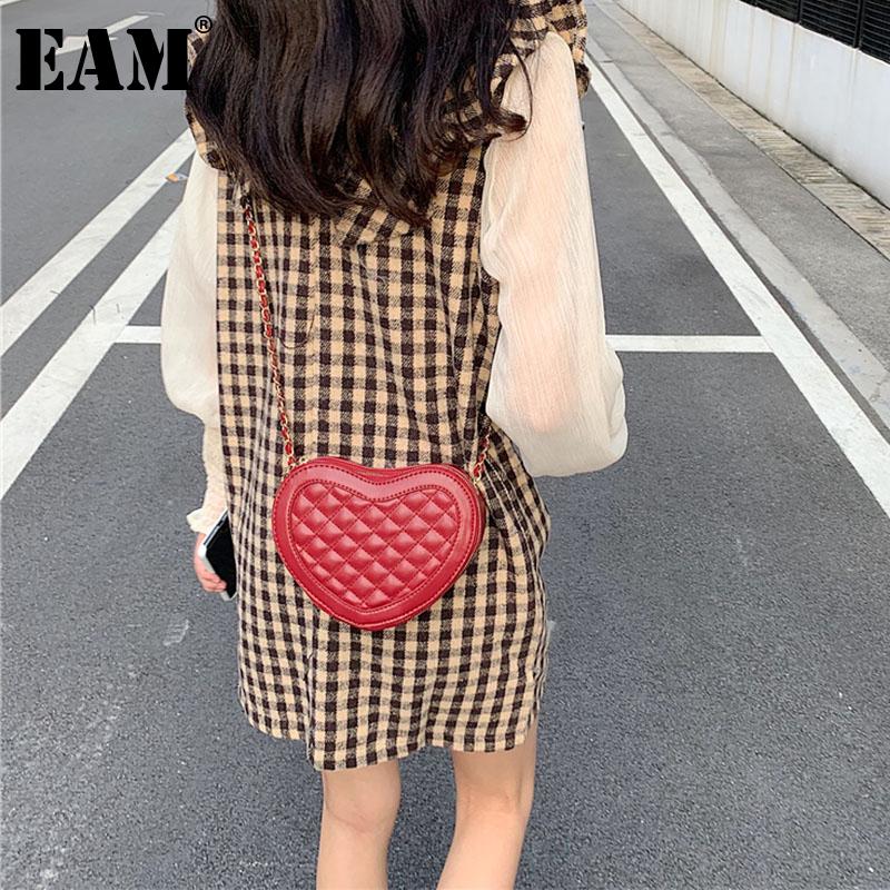

[EAM] Women Spring New Cute Love Heart Shape Bag PU Leather Personality All-match Crossbody Shoulder Bag Fashion 2021 18A1870, Black