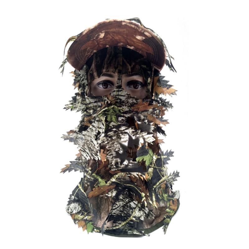 

Outdoor Hats Camouflage Mask Hat Full Face Head Cover Leaves Paintball 3D Leaf Cap For Hunting, As show