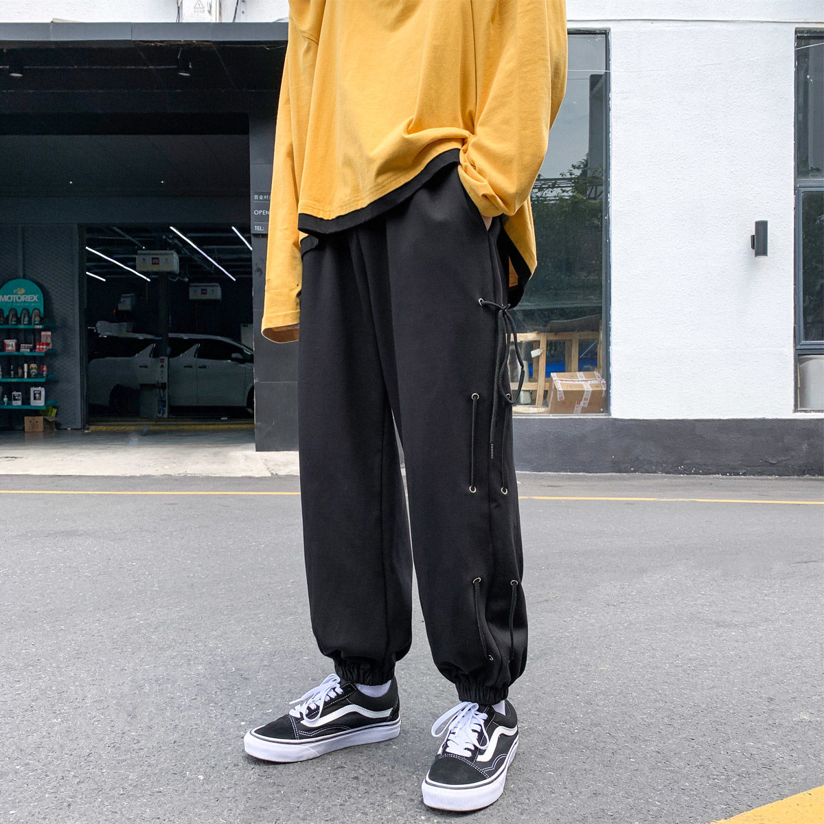 

2021 New Men's Fashion Loose Casual Side Drawstring Design Haren Pants Streetwear Trousers Joggers Sweatpants Plus Size -5xl Txm9, Gray