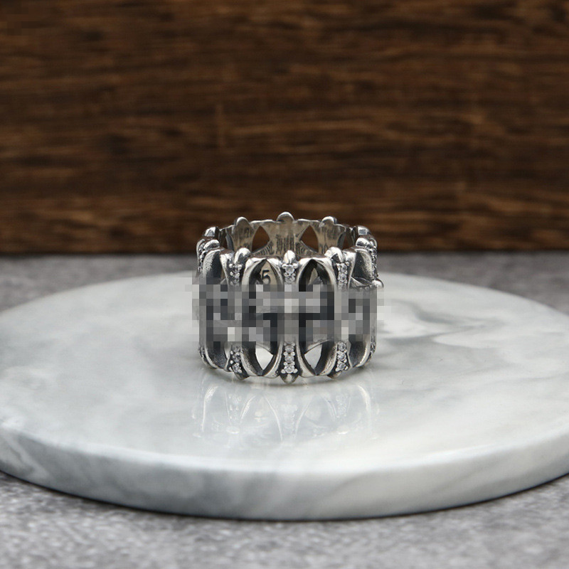 

personalize 925 sterling silver jewelry multiple crosses band rings with stones American antique silver handmade designer thick rings gifts