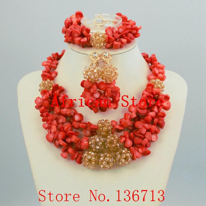 

Earrings & Necklace Fashion Costume Bridal Imitation Pearl Nigerian Wedding African Beads Jewelry Set Crystal And Earring SetHD347-3, As pic