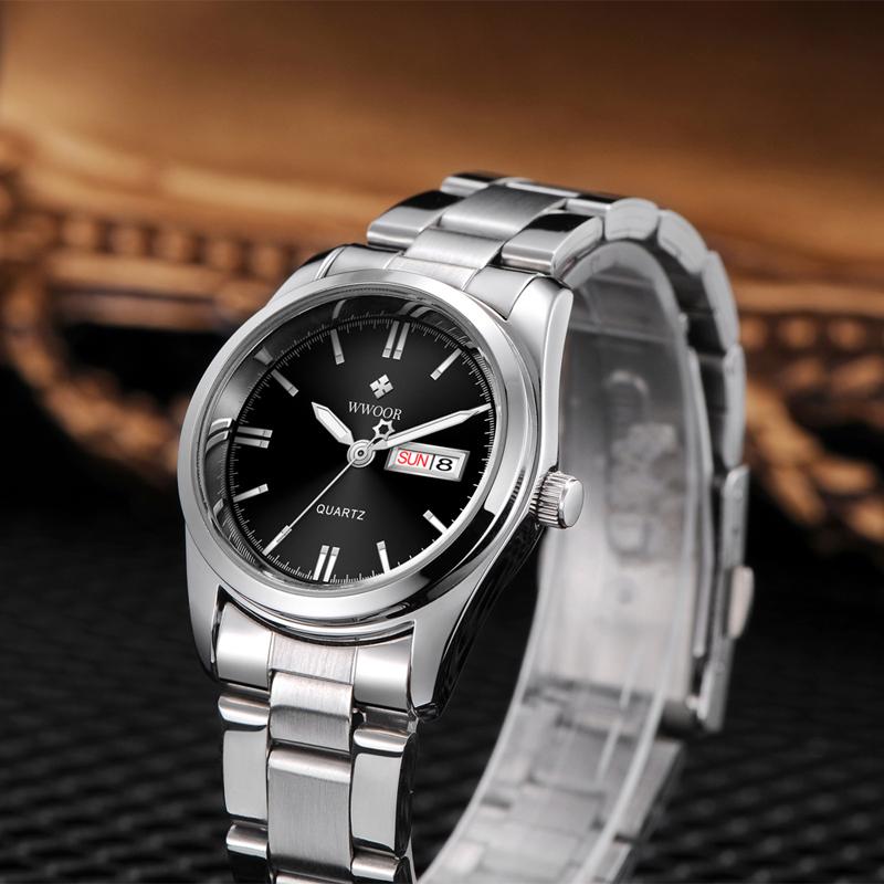 

Wristwatches WWOOR Watches For Women Fashion Top Ladies Quartz Wrist Leisure Waterproof White Stainless Steel Clock, Gold white