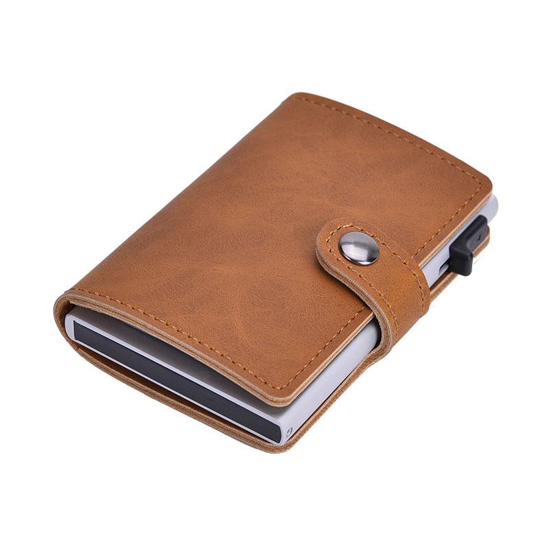 Porte-cartes Porte-Cuir Titulaire de cuir RFID Étui en aluminium Hommes Femmes Portefeuille Crazy Cheval Pu Banque Business Bank Tholder