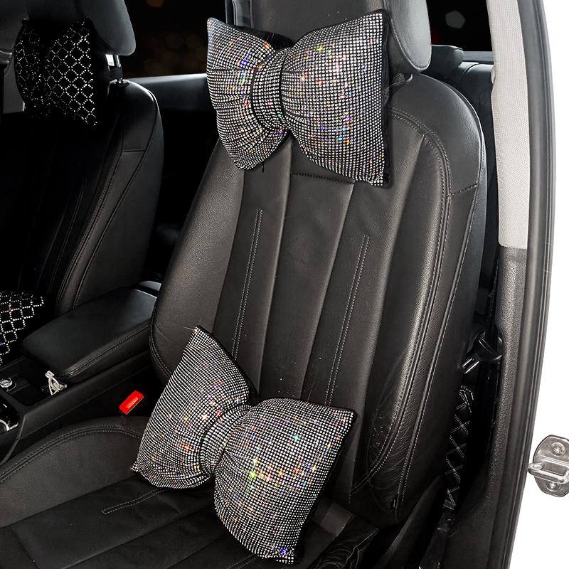 

Seat Cushions Luxury Car Head Neck Pillow Shiny Sparking Rhinestone Bling Headrest Waist Supports Diamond Lumbar Rest Back