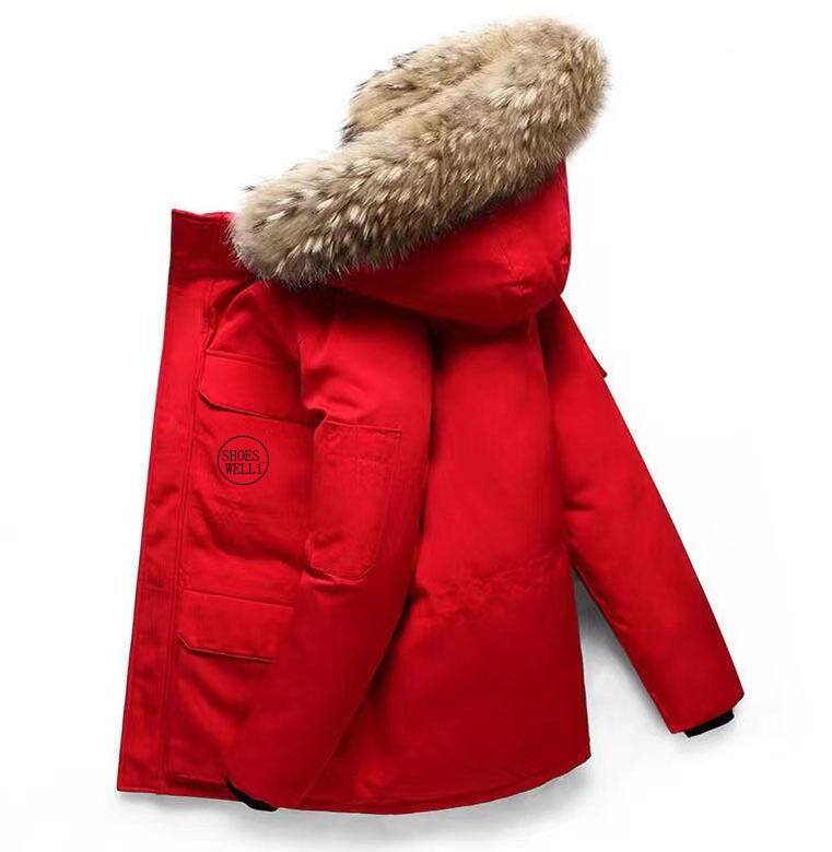 

Men clothing Windproof outerwear mens hooded down jacket womens winter goose parkas Canadian label coats padded jackets Designer, Ivory