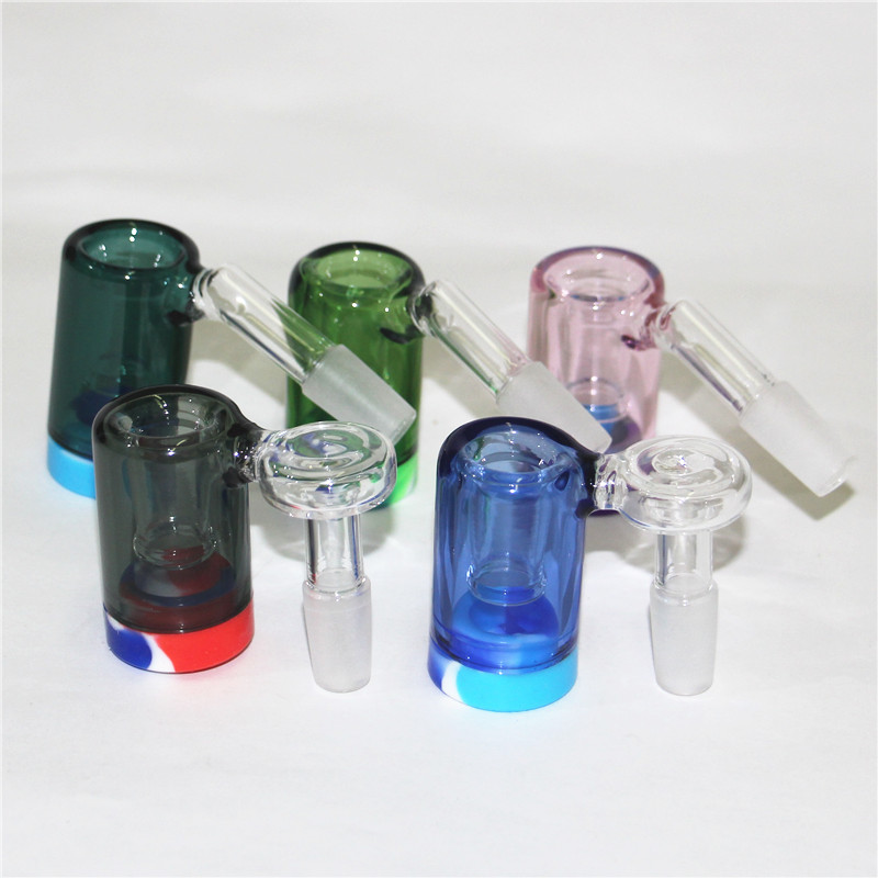 

14mm Glass Ash Catcher Hookah Accessories With 5ML Colorful Silicone Container Reclaimer Male Female Ashcatcher For Bong Dab Rig