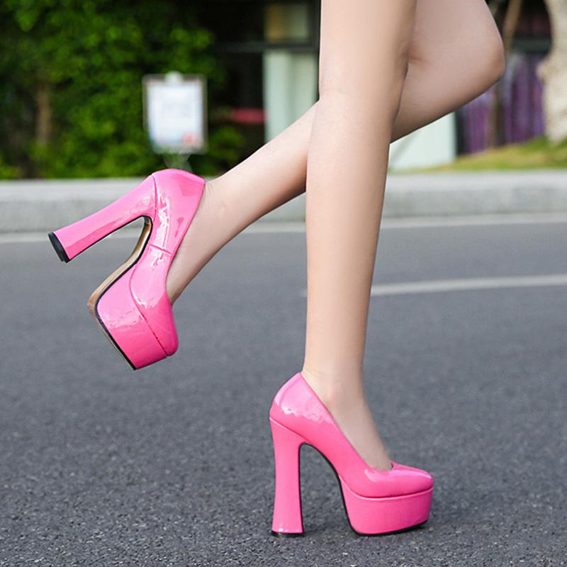 

Dress Shoes 2021 Model Catwalk Show 14CM High Heels Women's Banquet Party Round Toe Wear Single Large Size 35-46, Black