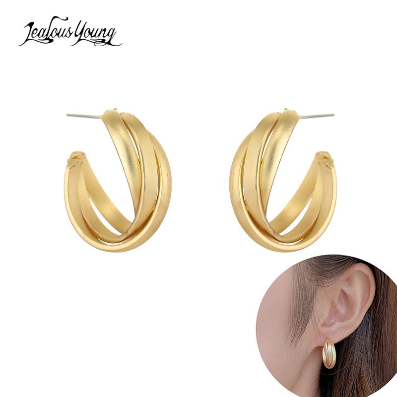 

Stud Women Earrings Banquet Couple C Shape Wedding Fashion Simple Jewelry Gift, Golden;silver