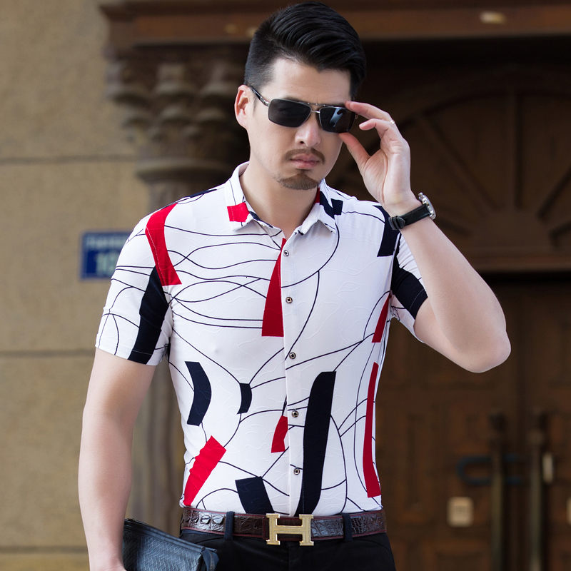 

men in high-quality 2021 will see fashionable plus floral size short-sleeve shirt of casual thin men's shirts 6xl-m qh4h, White;black