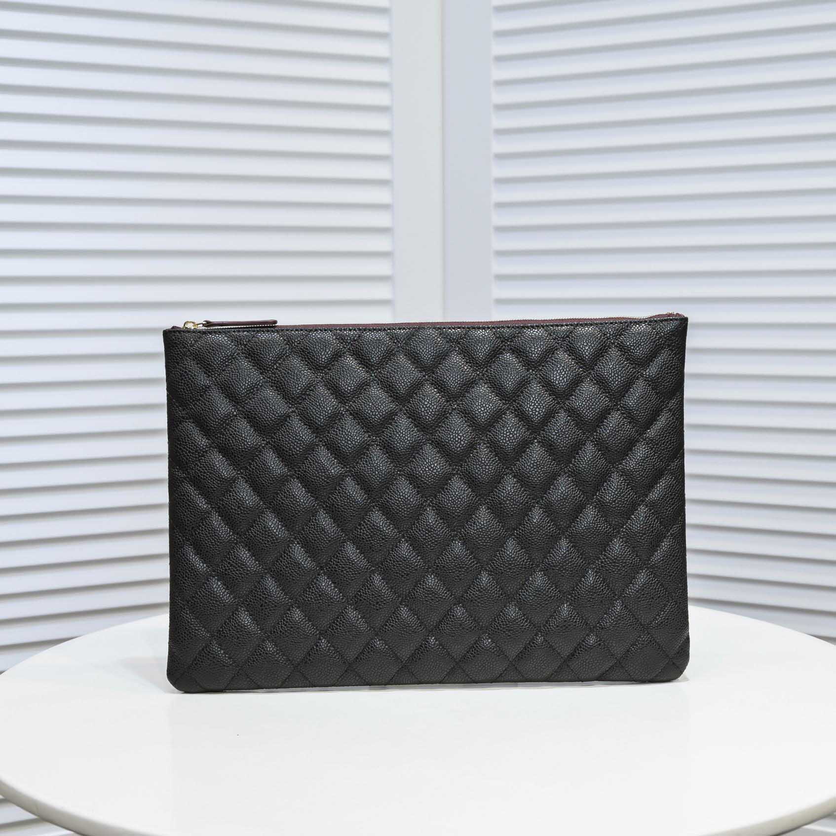 

2021 new high quality bag classic lady handbag diagonal bag leather 34-24 80573, Caviar silver buckle