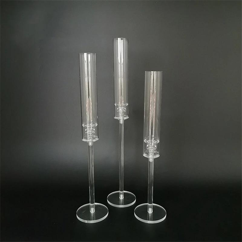 

Candle Holders 1 Set = 3 Pieces Of Acrylic Candlestick Center Decoration Road Lead Wedding Props Christmas Decora