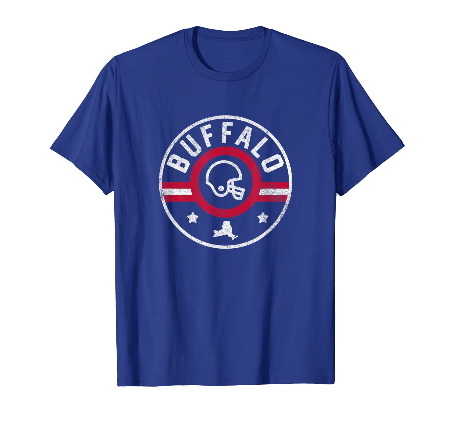 

Buffalo Football Stars and Stripes New York Outline T-Shirt, White;black
