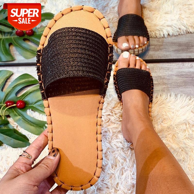 

Women'S Sandals 2021 Shoes Woman Sliper Slip On Ladies Sandals Beach Low Heel Women Shoes Flats Soft Bottom Female Size 43 #QT9J, Black