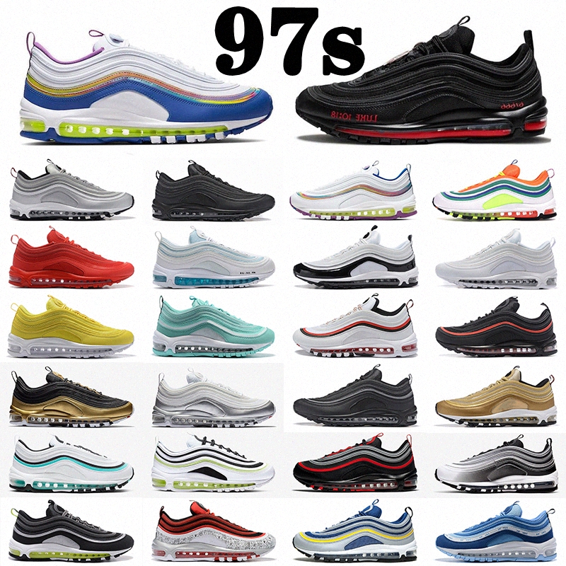 

97 og man woman running shoes triple black white vapormax 97s holy water silver metallic gold bred game royal men women max sports sneakers