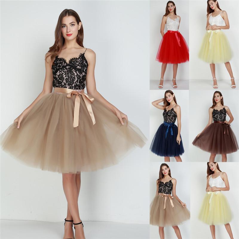 

Skirts Women Fashion Skirt Tutu Mesh Summer Dance Formal Ball Gown, Khaki