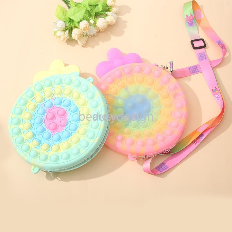 

Push Children Its Rainbow Bowknot Lollipop Shoulder Bag Fidget Toys Push-Bubble Coin Purse Relieve FidgetS Toy Gifts DG