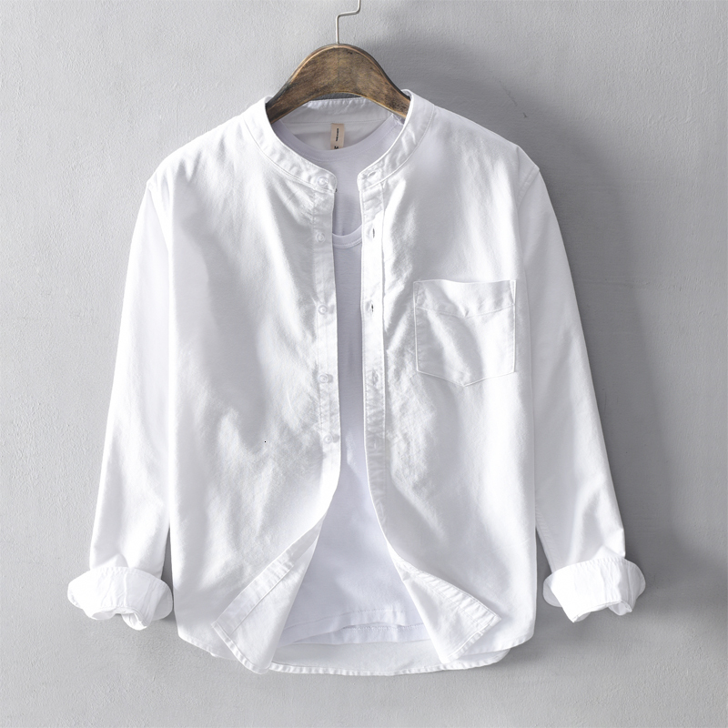 

2021 New Novo Estilo Itlia Marca Camisa Branca Dos Manga Longa Moda Para Homens Gola Slida Camisas De Algodo Masculino Hsqc, White