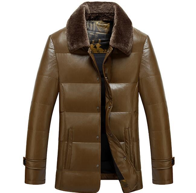 

Men's Fur & Faux -3XL / Winter Fashion In The Long Paragraph Thick Collar Father Installed Lapel Pu Jacket, Black