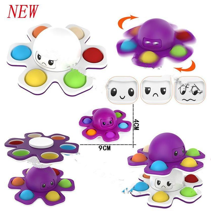 

Fidget Toys Spin octopus bubble Happy Sad Finger Spinners Silicon Simple Dimples Fingertop Gyro Stress Autism Relief Push Games Keychains WHT0228
