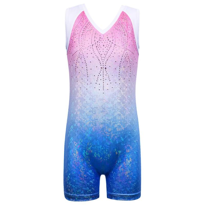 

Stage Wear BAOHULU Gradient Color Ballet Leotard For Girls One Piece Spakle Gymnastics Bodysuit Kids Practice Tank Biketard, B266 lightblue