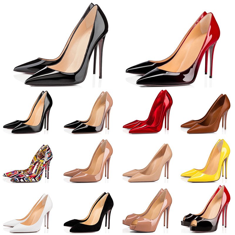 

red bottoms designer shoes high heels 8  12cm so kate white womens ladies dress party wedding office & career genuine leather point toe pu, Black