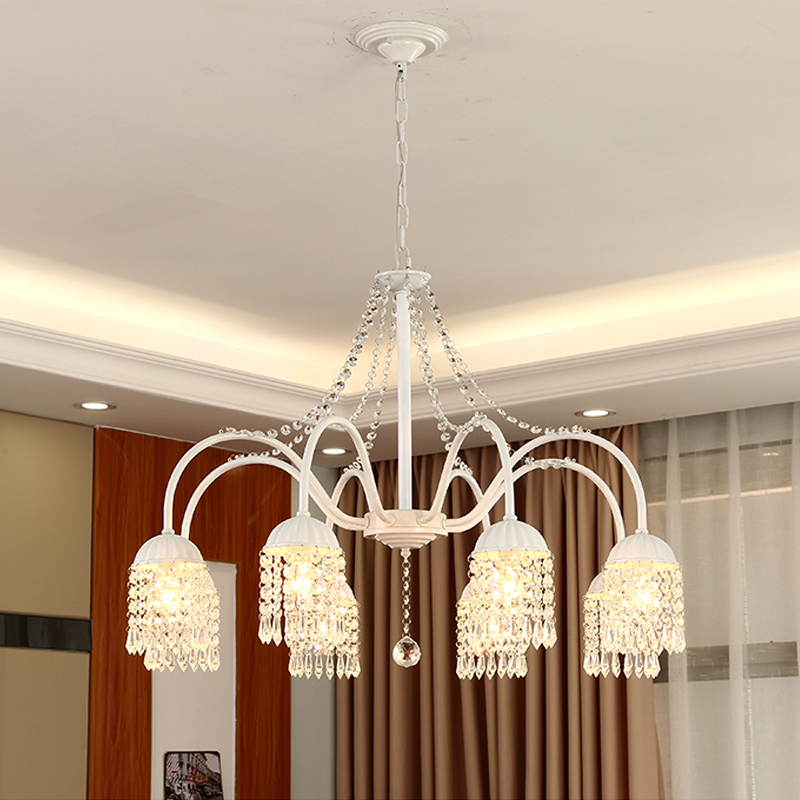 

American Black Wrought Iron led Chandeliers Lighting Nordic Clothing Store Lamps Simple Living Room Crystal Chandeliers Modern Bedroom Restaurant Hanging Light