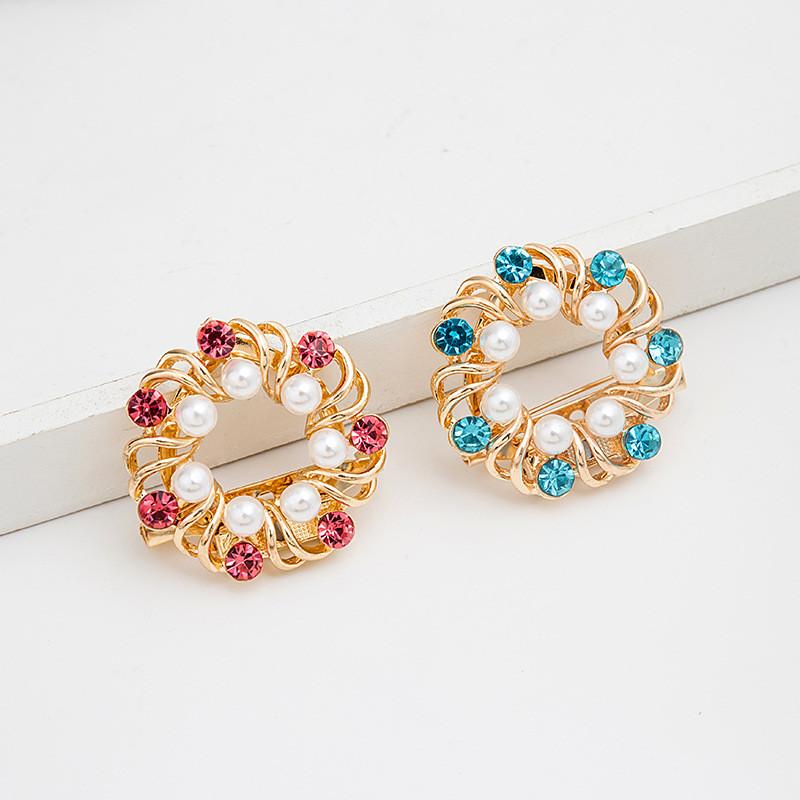 

Pins, Brooches Fashion Crystal Round Flower Brooch For Women Girls Geometric Rhinestone Wedding Scarf Pins Badge Jewelry Party Gifts