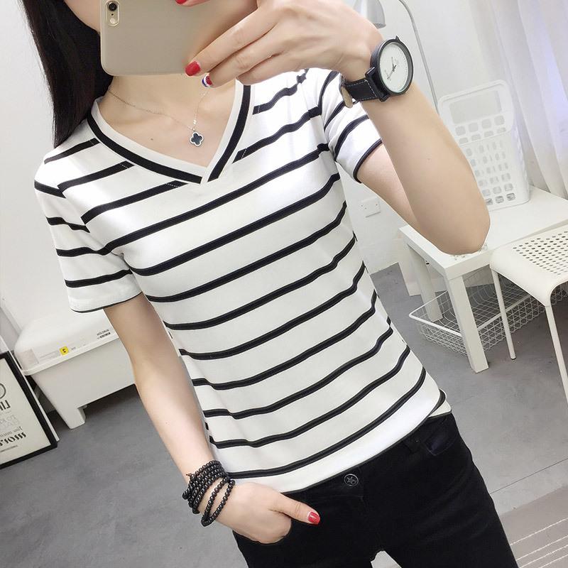 black and white striped womens t shirt