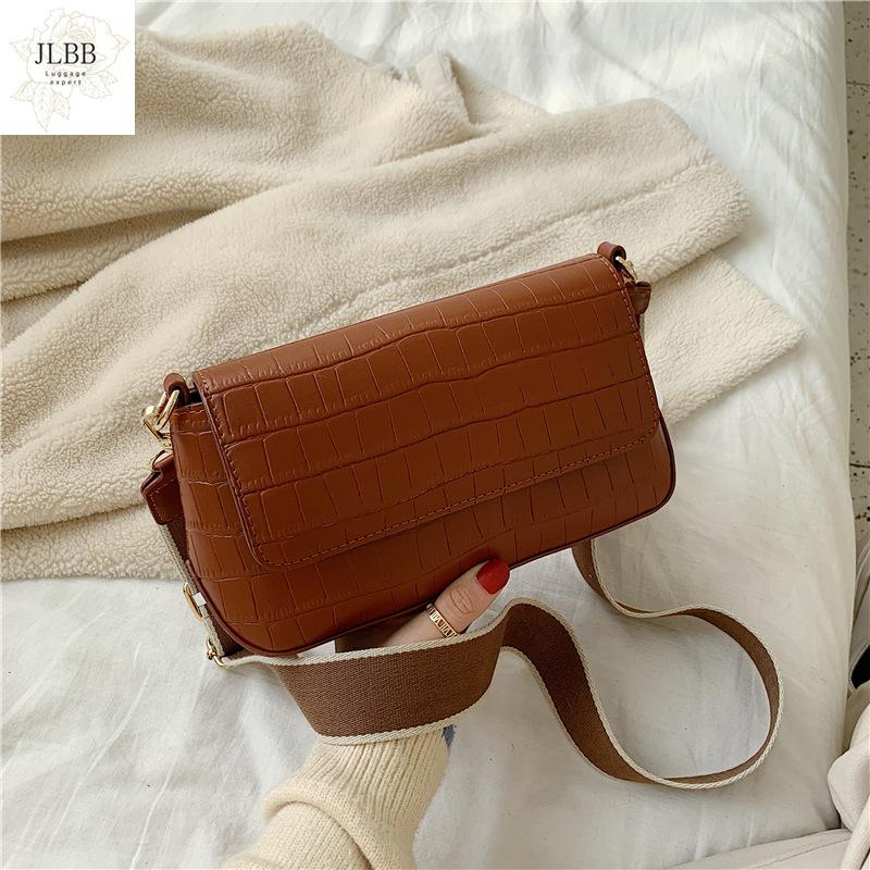 

mini handbags women fashion ins ultra fire retro wide shoulder strap messenger bag purse simple style Crossbody Bags 2021 new, Black