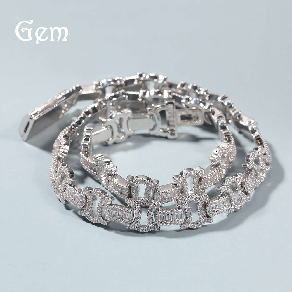 

New hip hop Necklace full diamond I-shaped zircon necklace ins net red fashion street men's and women's clavicle chain