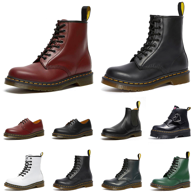 

Dr Martin Designer Boots 1460 Men Women Fashion Martins Winter Ankle Boot Black White Wine Red Green Navy Platform Shoes Leather Lace-up Booties 36-44, Color #1