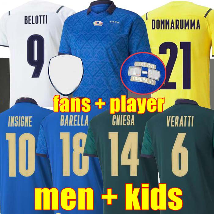 

Italia FANS Player 2022 2021 BONUCCI soccer Jerse JORGINHO INSIGNE VERRATTI men kids FOOTBALL SHIRTS CHIESA BARELLA SPINAZZOLA finals CHIELLINI Donnarumma ItalyS, Home adult