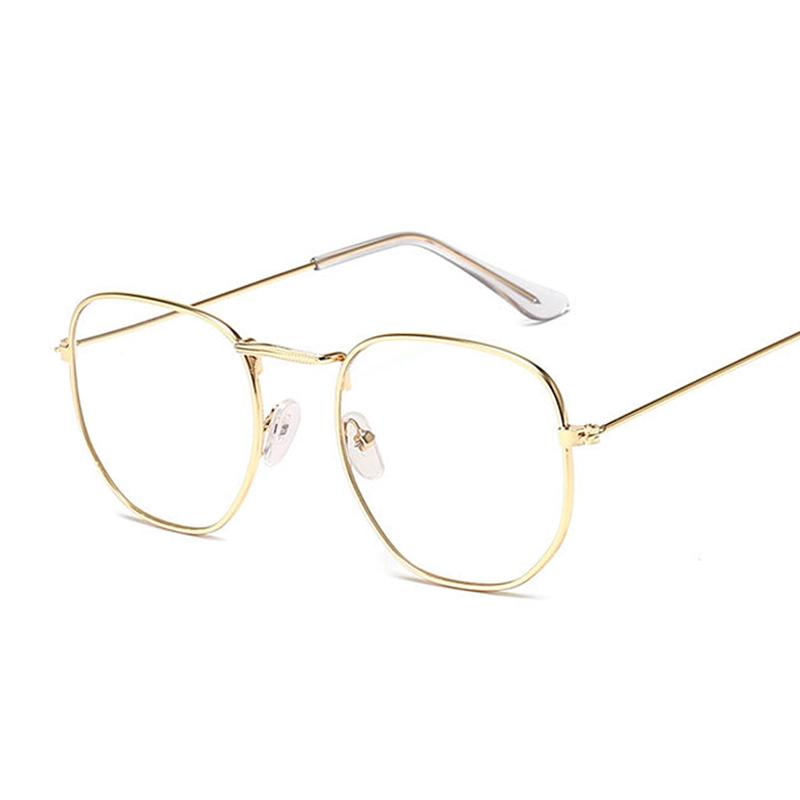 

Fashion Sunglasses Frames Small Hexagon Alloy Gold Frame Glasses Classic Retro Optics Eyeglasses Transparent Clear Lens Women Men Espectacle