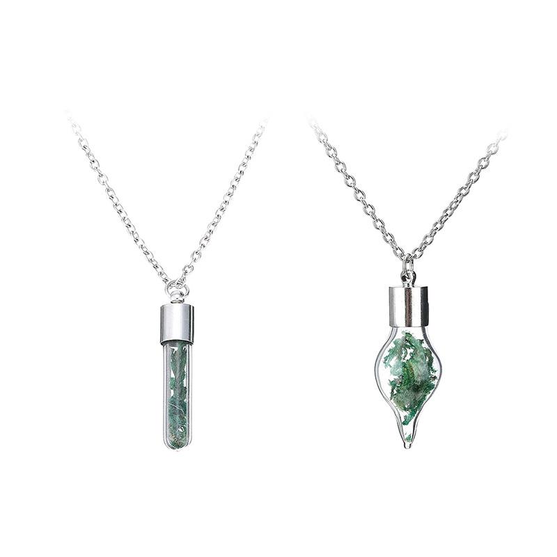 

Pendant Necklaces Creative Wishing Bottle Necklace Sea Grasses Drop Fashion Mini Glass Seaweed Long Chain Unisex Jewelry Gift
