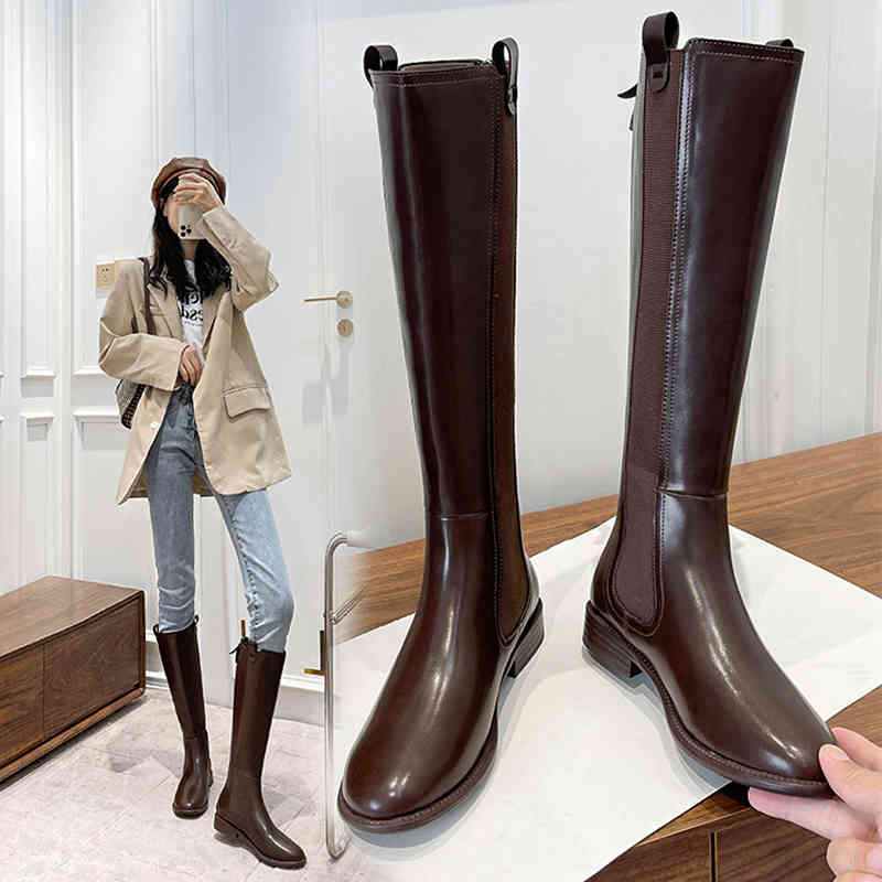 

boots autumn new women's knee-length fashion microfiber long tube plus velvet warm winter edsk, Black