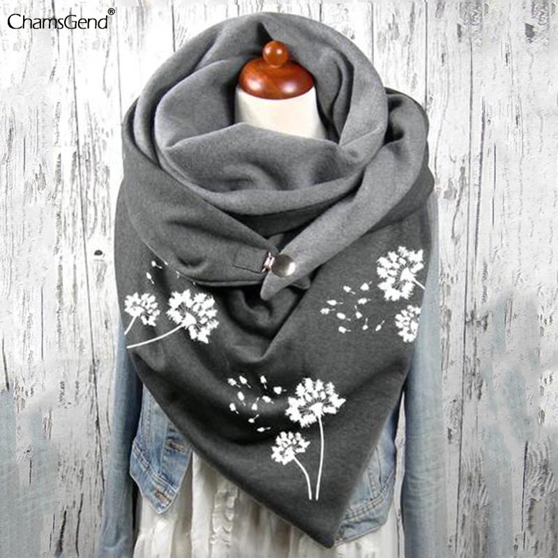 

Scarves Scarf Women Hijab Clothes Bandana 2021 Fashion Winter Print Button Soft Wrap Casual Warm Neck Long Shawl, Blue;gray