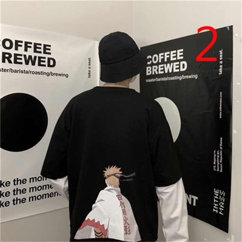 

2021 New Long Sleeve Korean Loose Top Personalized Simple Men's Undershirt 9osd