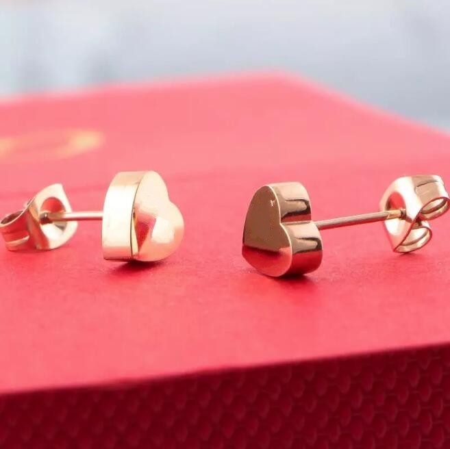

2022 Top fashion 3D silver gold rose heart Stud Earring Jewelry 316L stainless steel 3 colors earrings for Women girls lovely friendship Gift