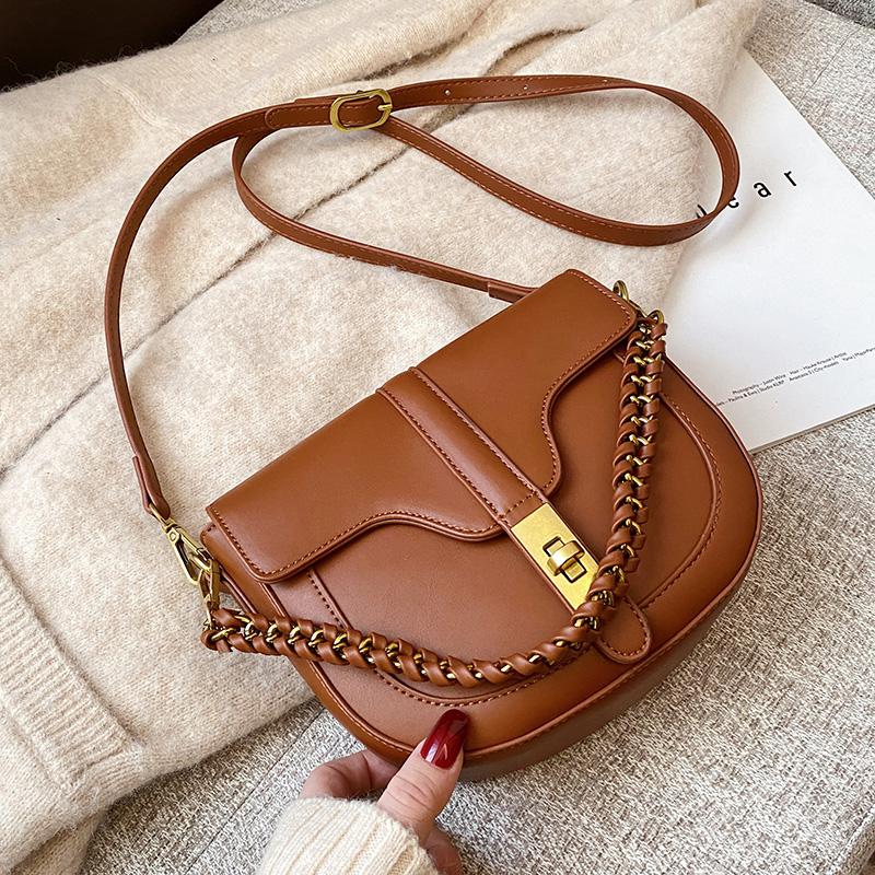 

Korean Style Women Leather Messenger Pack Vintage Saddle Bags Shoulder Handbags Popular Simple Female Daily Bags 2021 Sac Femme, Beige