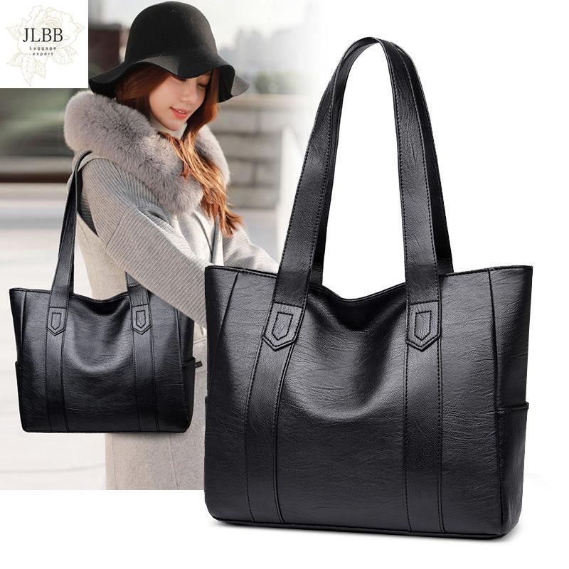 

Leather texture Women's bags 2021 new all-match handbag, shoulder bag, tote bag, simple shoulder bag, Black
