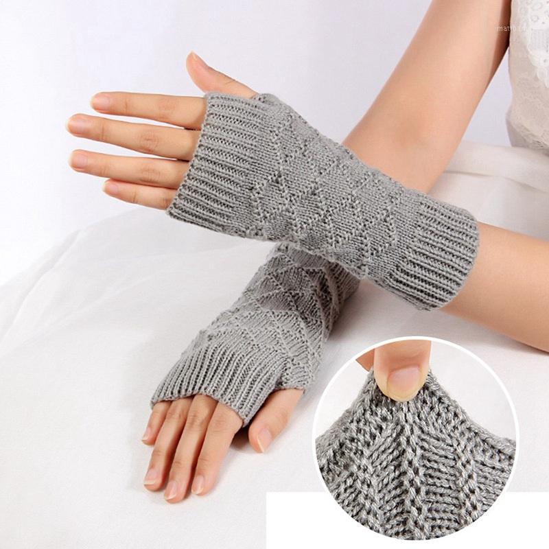 

Five Fingers Gloves Solid Winter Women Knitted Fingerless Ladies Fashion Arm Warmer Mittens Glove Warm Wrist With Wool