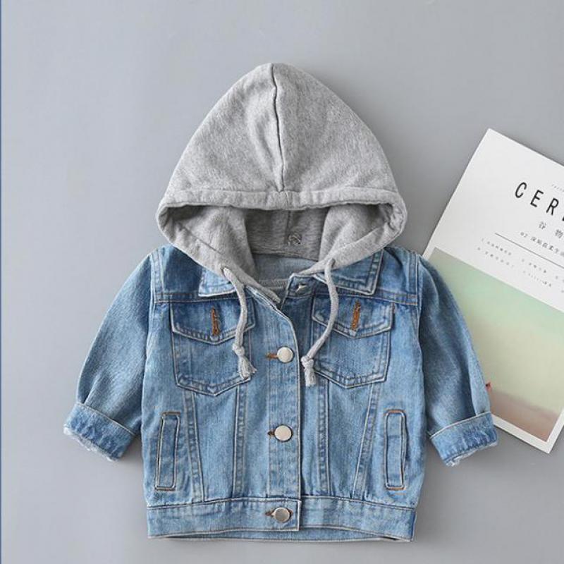 

Jackets 2022 Spring Denim Hooded Jacket For Boys Fashion Coats Children's Clothing Autumn Baby Girls Casual Cute Clothes Outerwear Jean, Blue