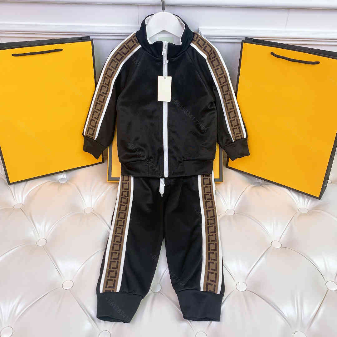 

Classic design kids hoodies set long sleeve ffen brand winter hooded sweatshirt pants 2piece suit cotton children hoodie jackets webbing stitching boy kid clothe, Supplementary price difference