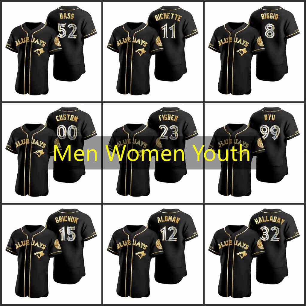 

TorontoBlueJaysJersey Baseball Jersey #99 Hyun-Jin Ryu 27 Vladimir Guerrero Jr. 12 Roberto Alomar 15 Randal Grichuk Custom Black, Blue;black