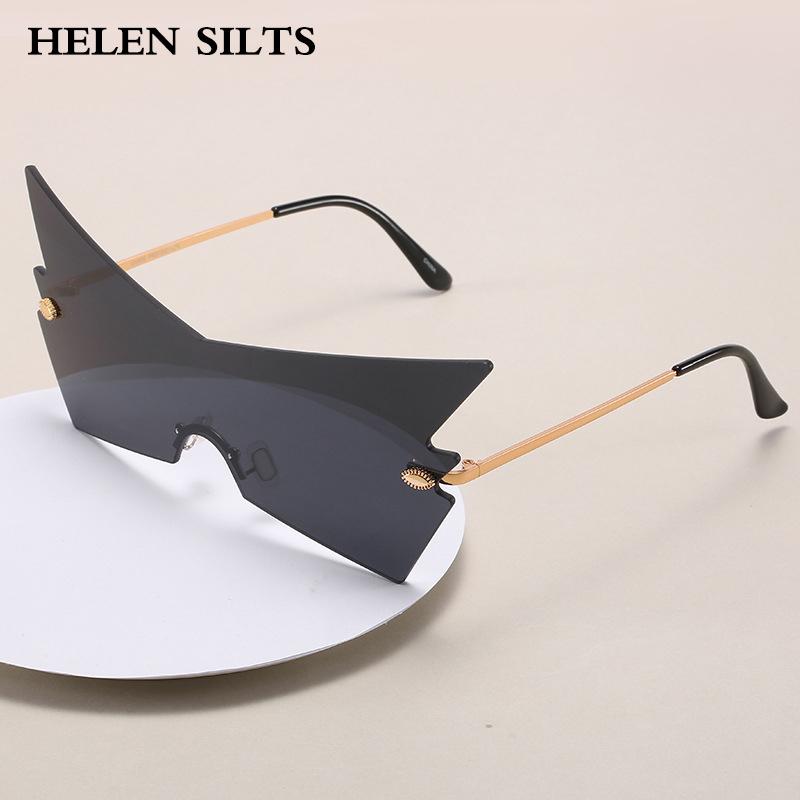 

Sunglasses Fashion Rimless Women Oversized One Piece Frameless Metal Sun Glasses For Clear Ocean Lens Eyewear UV400