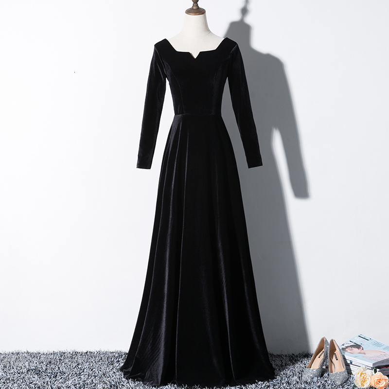 

Black Womens Floor Length Wedding Party Dress Luxury Velvet Evening Cheongsam Elegant Qipao Gowns Retro Vestido -xxl Lscj