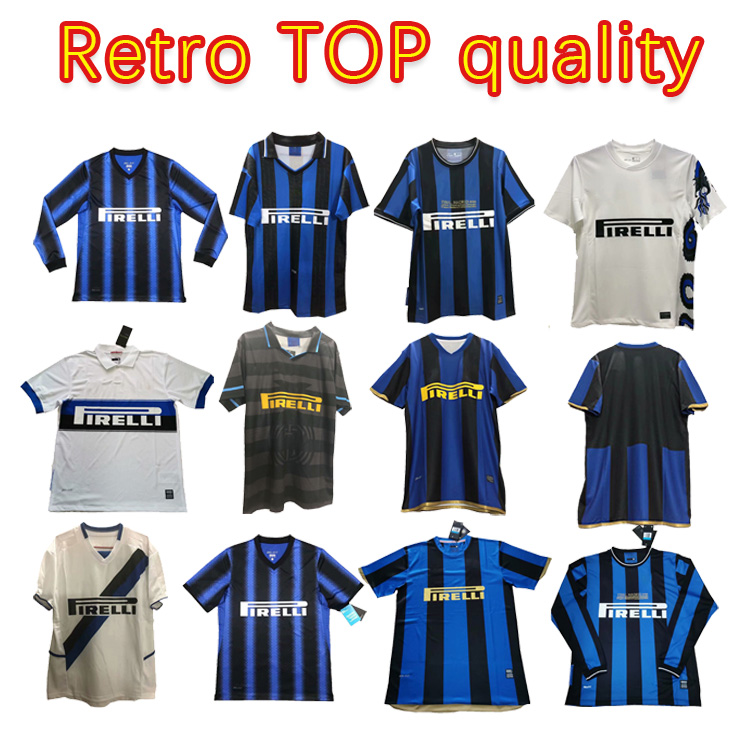 

98 10 98 03 Inter Vinatge Milan Retro Soccer Jersey 9 RONALDO 22 MILITO 10 SNEIJDER 10 BAGGIO ZANETTI VIERI Football Shirt Kits, Black;yellow