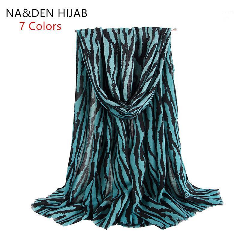 

Scarves 1PC Women's Fashion Shalws Hi-Q Wraps Muslim Hijab Multi-Purpose Muffler Zebra Pattern Warm Scarf Islamic Bandana, Blue;gray