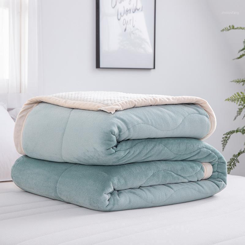 

Blankets Double-Layer Blanket Thickened Warm Bed Cover Bedspread For Coral Fleece Coverlet Sofa Manta Artificial Wool TV